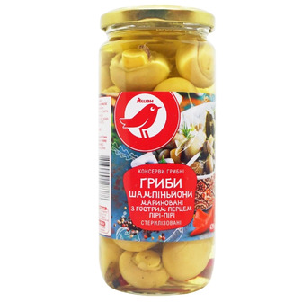 Шампиньоны Auchan маринованные с перцем пири-пири, 420 г