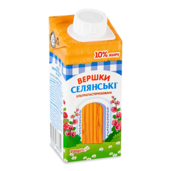Вершки ультрапастеризовані «Селянські» 10% (200г)
