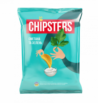 Чіпси CHIPSTERS картопляні зі смаком Сметани і зелені 130г