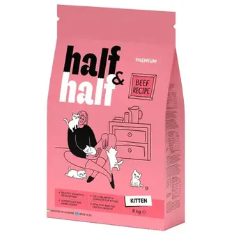 Сухий корм для кошенят Half&Half Kitten 8 кг - яловичина