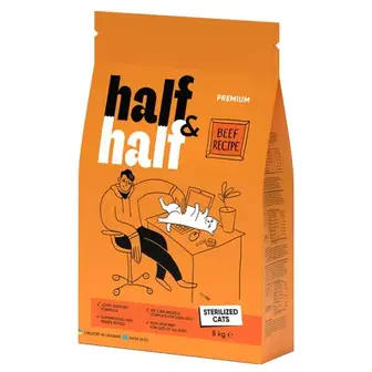 Сухий корм для котів Half&Half Sterilized 8 кг - яловичина