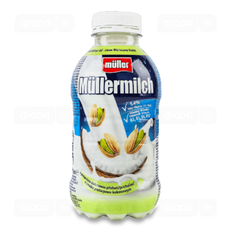 Напій молочний Mullermilch зі смаком фісташок і кокосу 1,4% (400г)