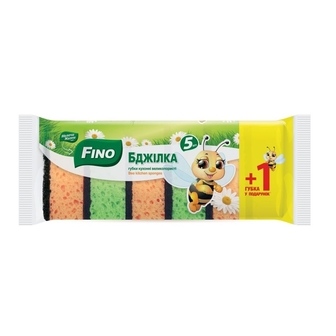 Губки кухонні великопористі 5+1 шт Бджілка Fino, м/уп 