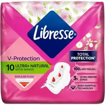 Прокладки гігієнічні Libresse Ultra+Natural з екстрактом алое вера та ромашки 10 шт