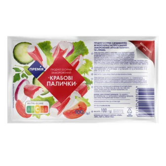 Крабові палички «Премія»® продукт з сурімі заморожені, 100г (100г)