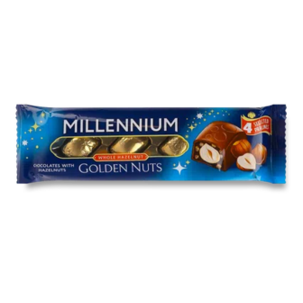 Цукерки Millennium Golden Nut з начинкою та цілими горіхами, 29г