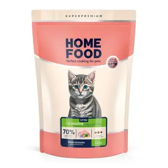 Сухий корм для кошенят Home Food Kitten 1,6 кг - курка