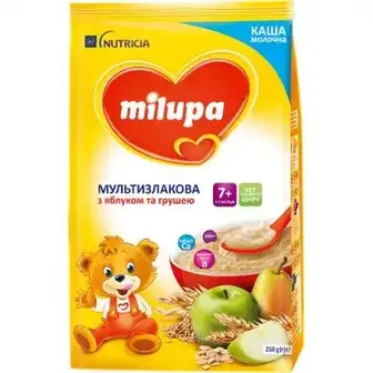 Дитяча каша Milupa молочна Мультизлакова з яблуком і грушею, 210 г