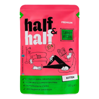 Корм для кошенят Half&Half з індичкою в желе