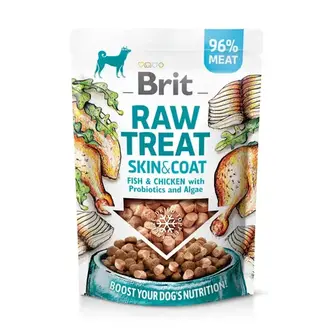 Ласощі для собак Brit Raw Treat Skin and Coat 40 г - риба і курка