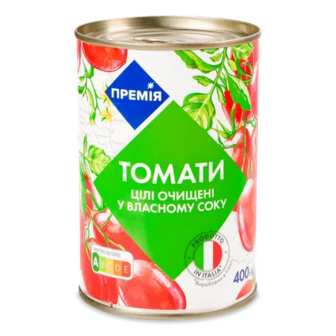 Томати «Премія»® цілі очищені, 400г (400г)