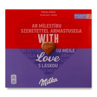 Цукерки Milka з молочного шоколаду з горіховою начинкою, 110г