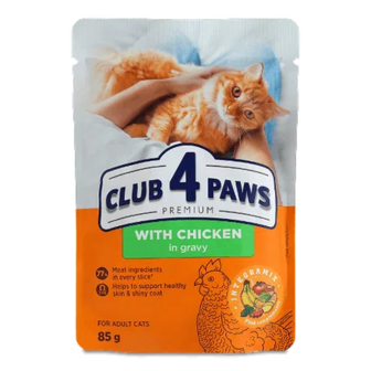 Корм для котів Club 4 Paws Premium з куркою в соусі, 85г