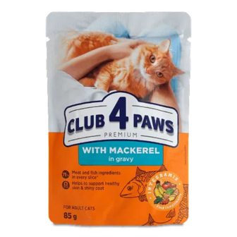 Корм для котів Club 4 Paws Premium з макреллю в соусі, 85г