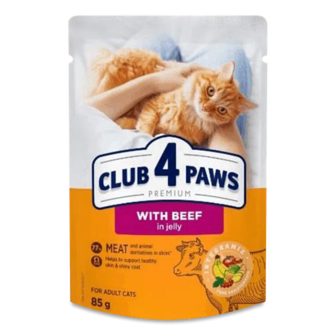 Корм для котів Club 4 Paws Premium з яловичиною в желе