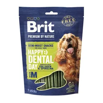 Ласощі для cобак Brit Premium Dental Snacks M 180 г - колаген та спірулін