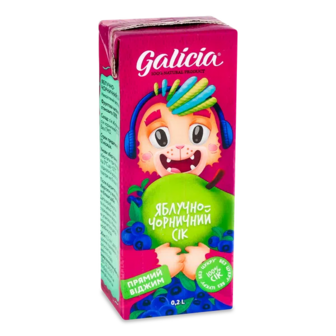 Сік Galicia яблучно-чорничний неосвітлений (0,2л)