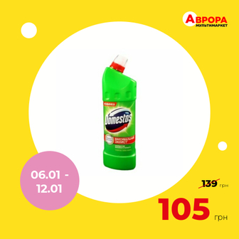 Засіб для дезінфекції унітазів Domestos Хвойна свіжість 1 л-Domestos