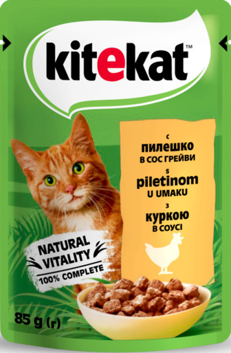 Корм Kitekat з куркою в соусі для котів 85г