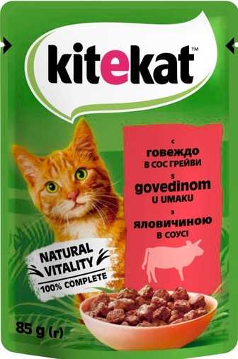 Корм Kitekat яловичина в соусі для котів 85г