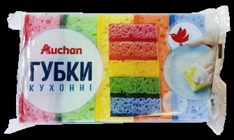 Губки пінні крупнопористі Auchan, 5 шт.