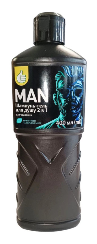 Шампунь-гель для душу Pouce 2 в 1 для чоловіків з м'ятою, 400 мл