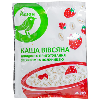 Каша вівсяна Auchan з полуницею, 35 г