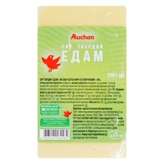 Сир  Auchan Едам твердий 45% 210г