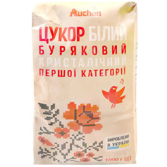 Цукор Auchan буряковий кристалічний, 1 кг