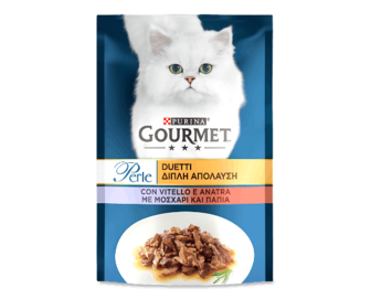 Корм для котів Gourmet Perle Duo телятина-качка (85г)