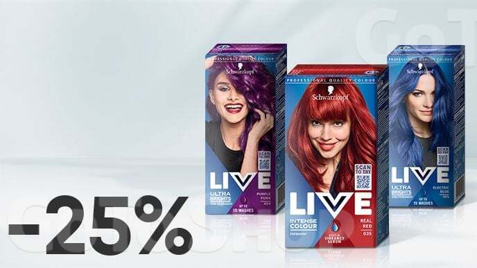 -25% на всю крем-фарбу для волосся Schwarzkopf Live