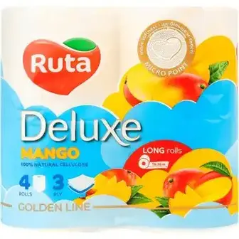 Папір туалетний Ruta Pure White Delux Mango 3-х шаровий 4 шт