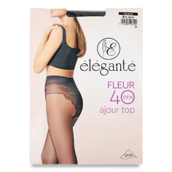 Колготки жіночі Elegante Fleur Ajour top 40 den nero р.4