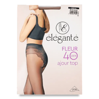 Колготки жіночі Elegante Fleur Ajour top 40 den bronz р.2