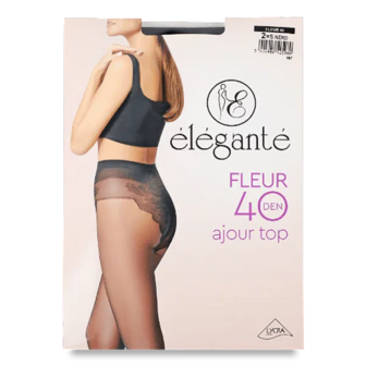 Колготки жіночі Elegante Fleur Ajour top 40 den nero р.2