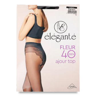 Колготки жіночі Elegante Fleur Ajour top 40 den nero р.3