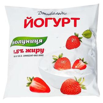 Йогурт ДЖИВАЛЬДІС Полуниця 1,5% плівка 400г