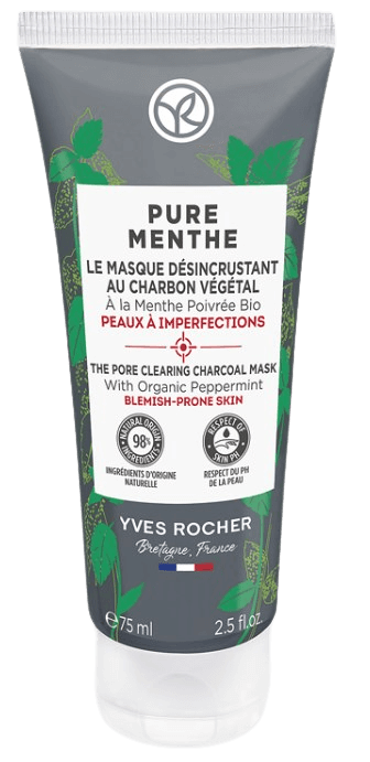 Очищувальна маска Пюр Мент Yves Rocher Pure Menthe з вугіллям та м’ятою для матовості, 75 мл