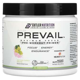 Cutler Nutrition, Prevail, передтренувальний праймер, солодка вата й виноград, 240 г (8,46 унції)