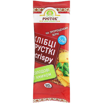 Хлібці хрусткі Росток U-Crispy на пророщеному зерні солодові з кмином 60 г (4820135851294)