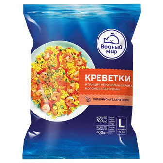 Креветки Водный Мир L 70/90 варено-мороженые, 800 г