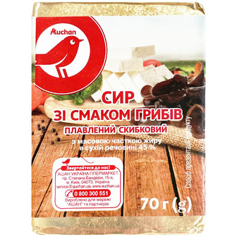 Сир плавлений Auchan зі смаком грибів 45% 70г