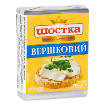 Сир плавлений «Шостка» «Вершковий» 38%, 70г