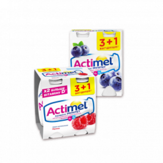 Йогурт Actimel 1,4% Малина/Чорниця ТМ DANONE 4*100г