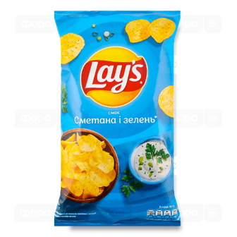 Чипси Lay's картопляні зі смаком сметани та зелені