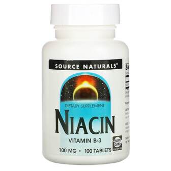 Ніацин, Вітамін В3, 100 мг, Niacin, Source Naturals, 100 таблеток