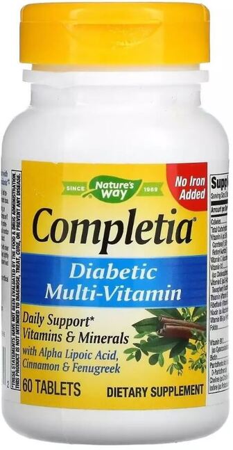 Мультивітаміни для діабетиків, Completia, Diabetic Multi-Vitamin, Nature's Way, 60 таблеток