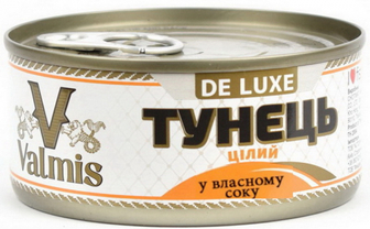 Тунець VALMIS De Luxe цілий у власному соку 150г