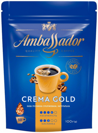 Кава Ambassador Crema Gold розчинна пакет 100г