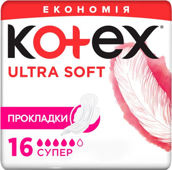 Гігієнічні прокладки Кotex Ultra Soft Super Duo 16 шт (5029053542690)